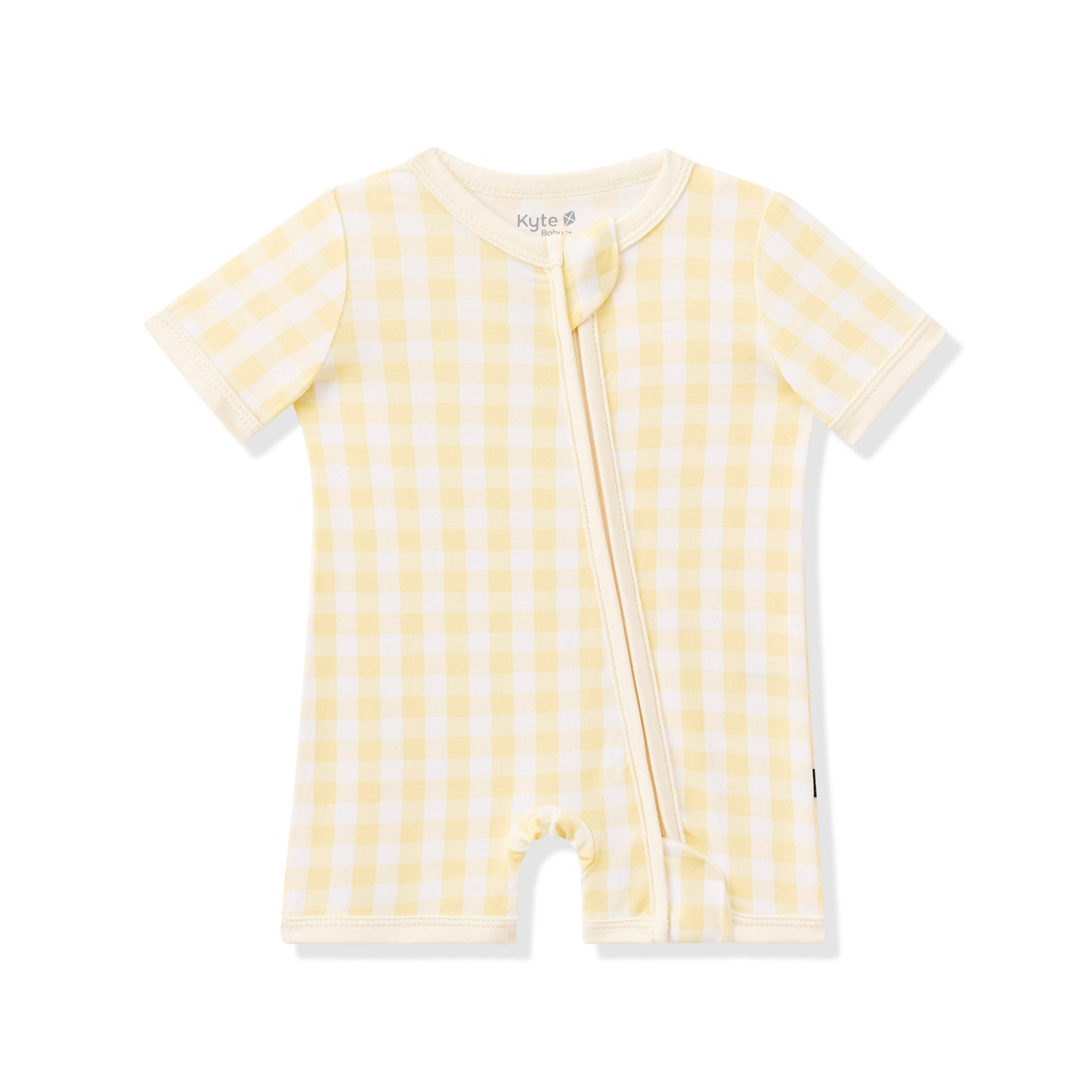 Zipper Shortall Romper in Gingham Chamomile