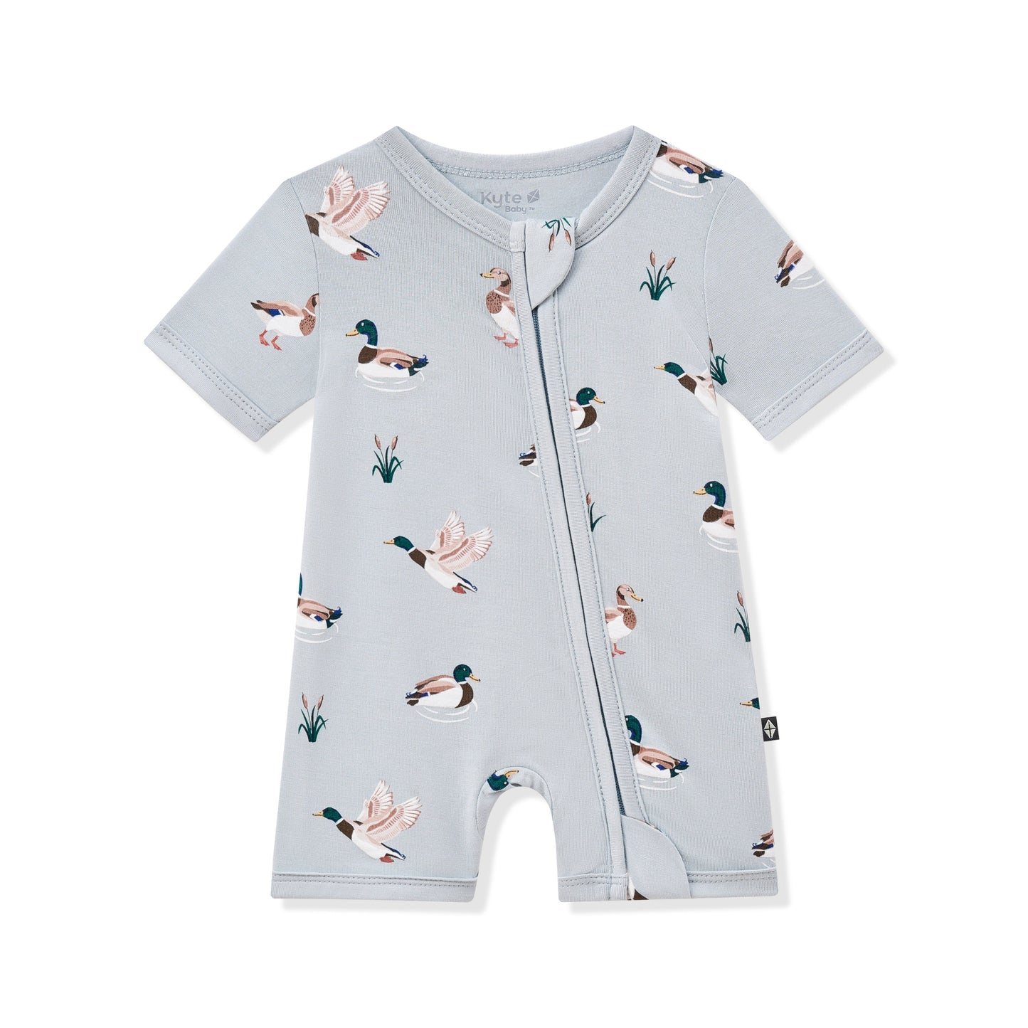 Zipper Shortall Romper in Mallard Duck
