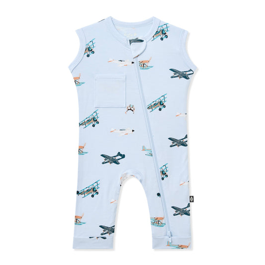 Zippered Sleeveless Romper in Take Off