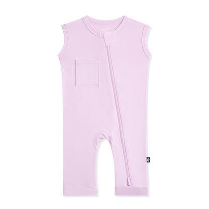 Zippered Sleeveless Romper in Thistle