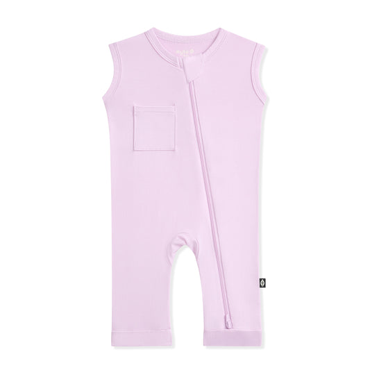 Zippered Sleeveless Romper in Thistle