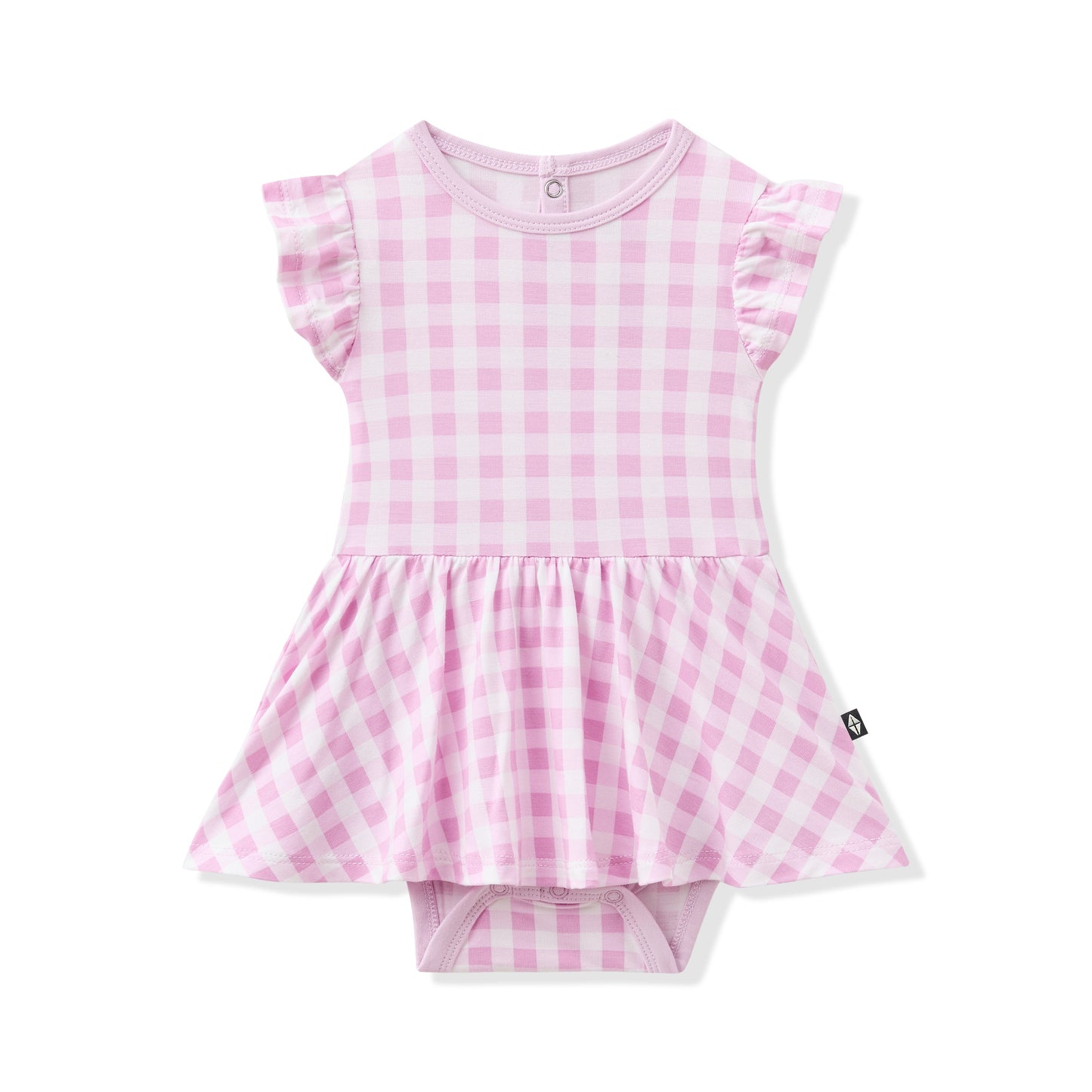 Twirl Bodysuit Dress in Gingham Thistle