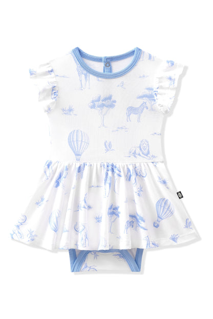 Twirl Bodysuit Dress in Toile Safari
