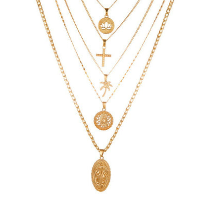 Golden Multi-Layer Pendant Necklace