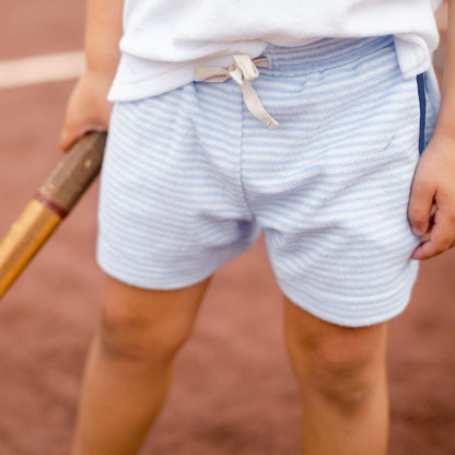 boys powder blue stripe french terry short