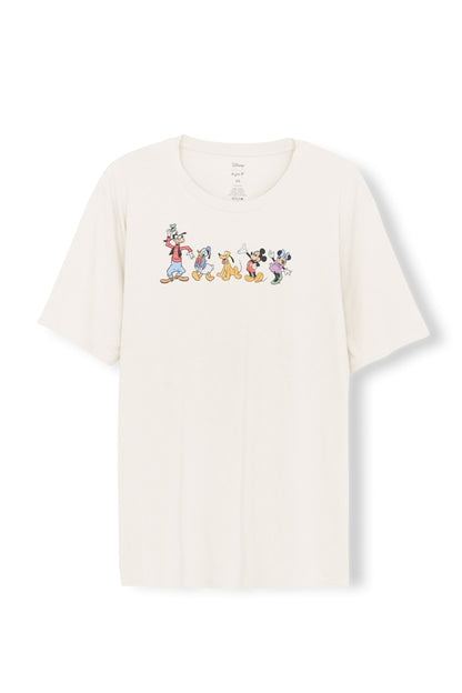 Men's Crew Neck Tee in Mickey and Friends on Ecru