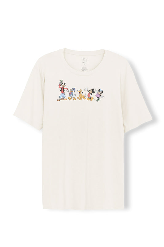 Men's Crew Neck Tee in Mickey and Friends on Ecru