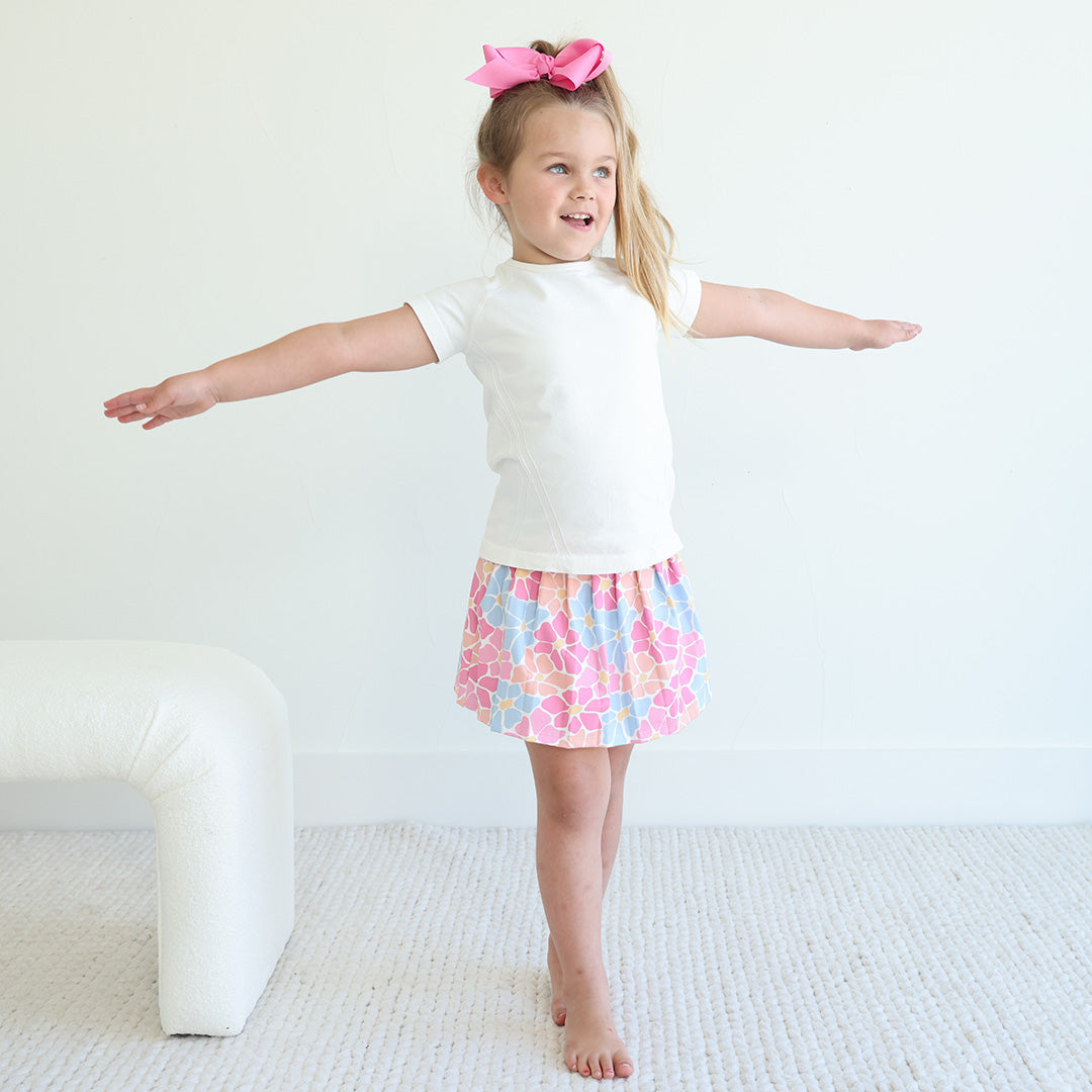 Kids CloudActive™ Athletic Pleated Skirt | Power Flowers