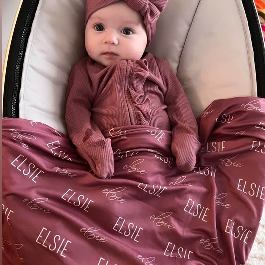Personalized Boysenberry Baby Name Swaddle Blanket