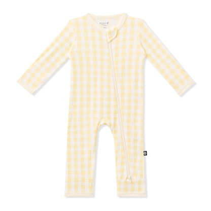 Zippered Romper in Gingham Chamomile