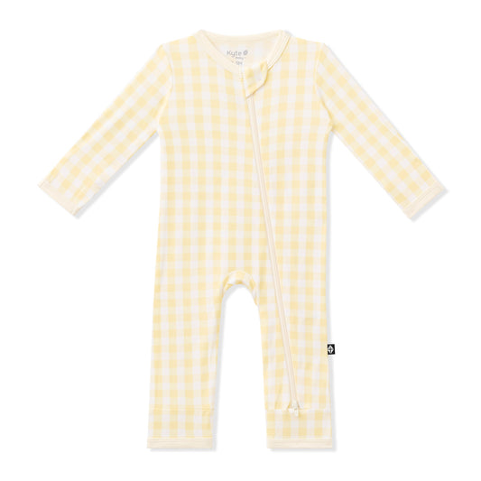 Zippered Romper in Gingham Chamomile