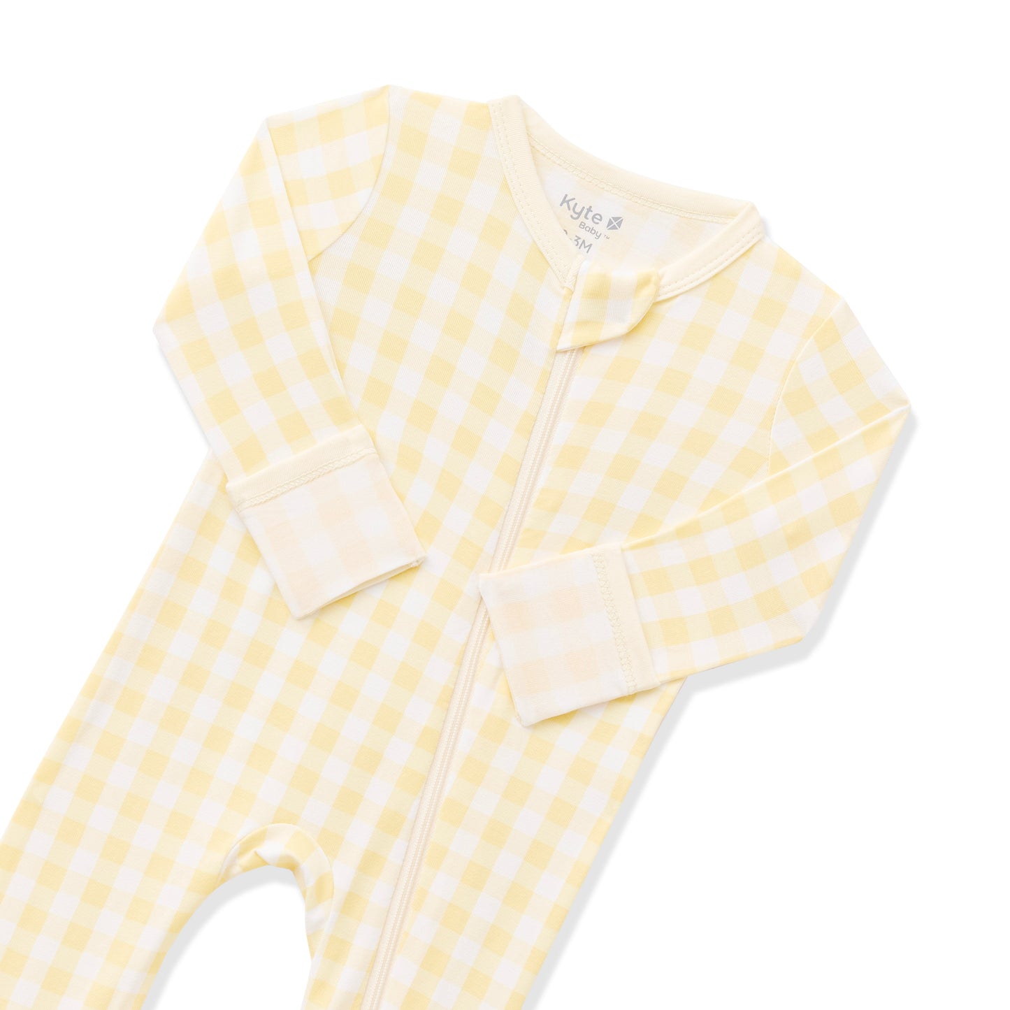Zippered Romper in Gingham Chamomile