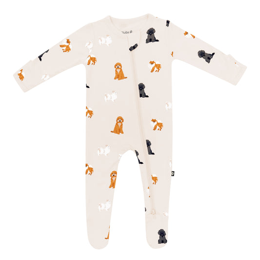 Zippered Footie in Fluffy Dog