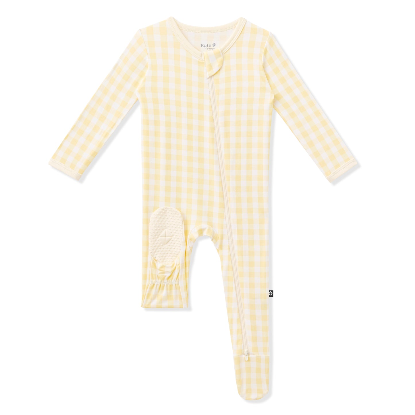 Zippered Footie in Gingham Chamomile