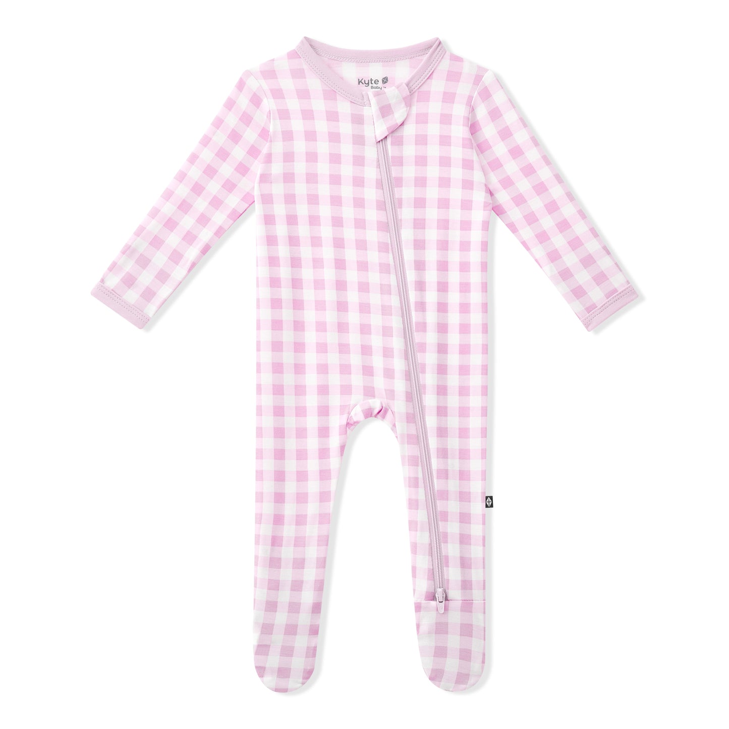 Zippered Footie in Gingham Thistle