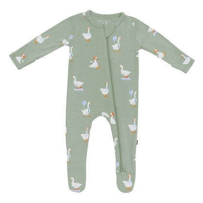 Zippered Footie in Silly Goose