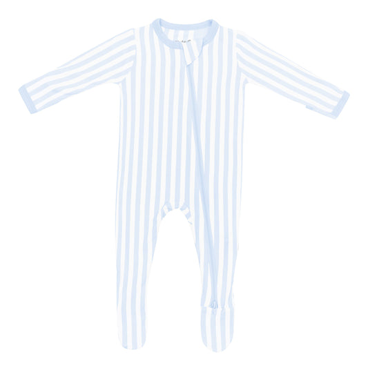 Zippered Footie in Small Mist Stripe