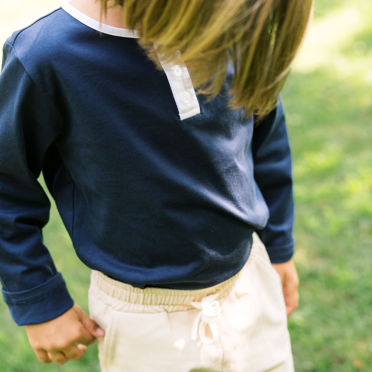 unisex navy long sleeve henley