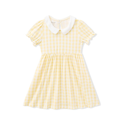 Peter Pan Collar Dress in Gingham Chamomile