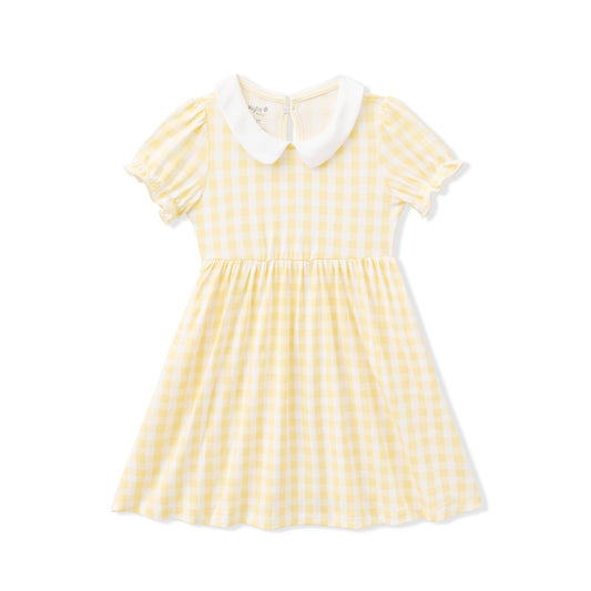 Peter Pan Collar Dress in Gingham Chamomile