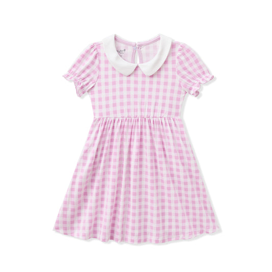 Peter Pan Collar Dress in Gingham Thistle