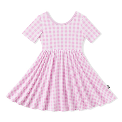 Twirl Dress in Gingham Thistle