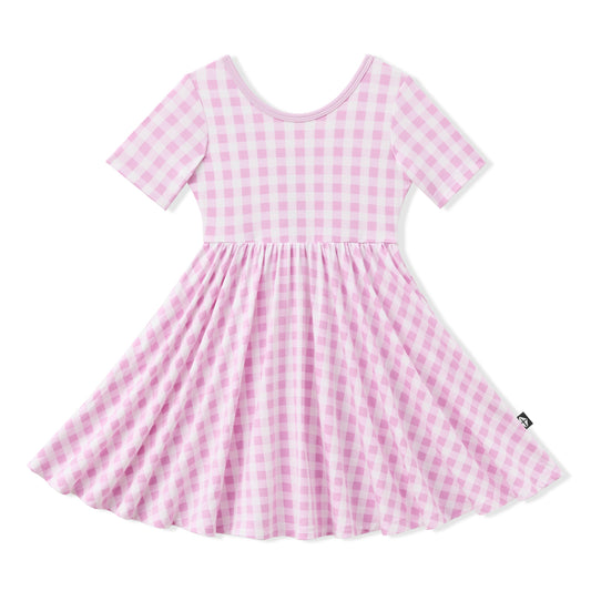 Twirl Dress in Gingham Thistle
