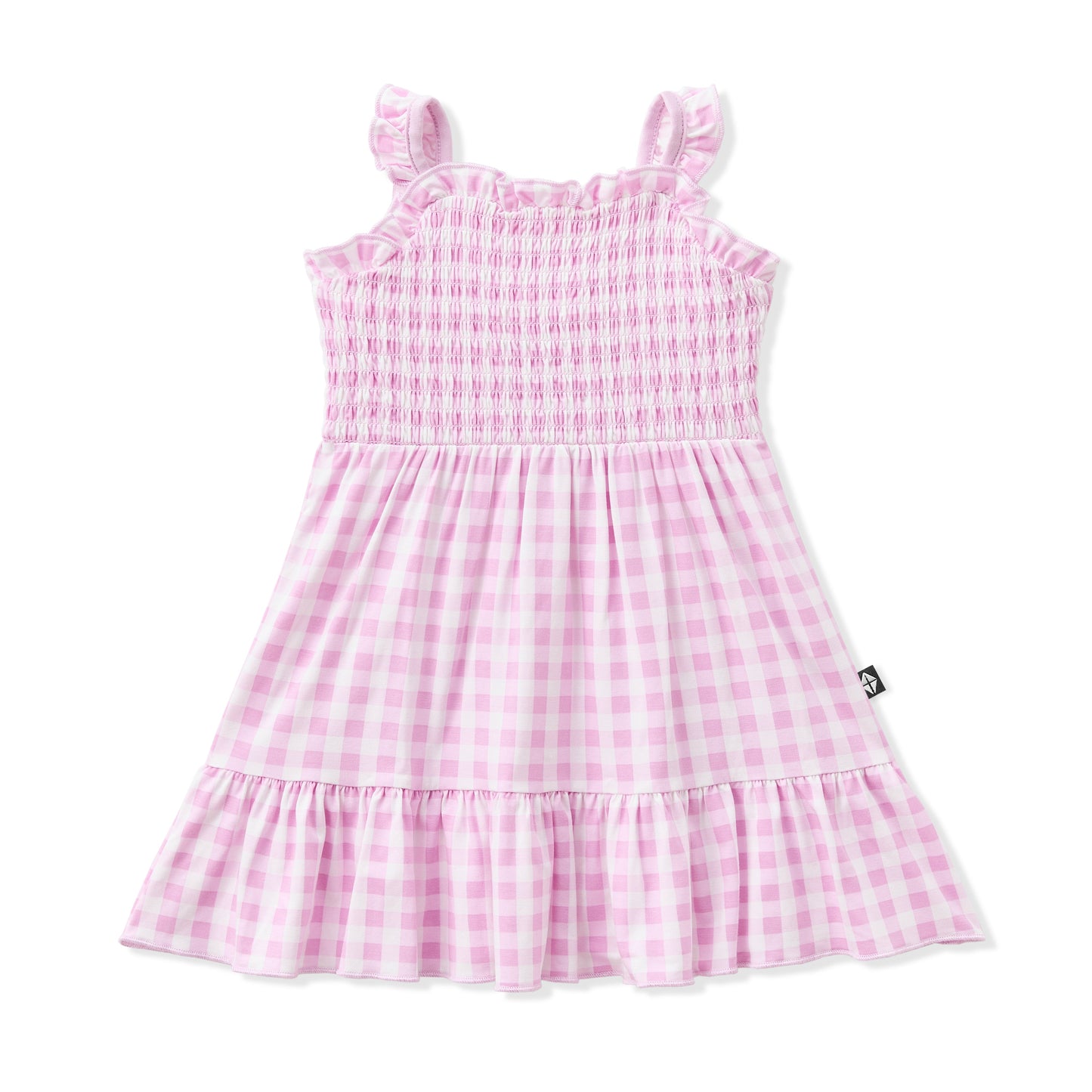 Smocked Dress in Gingham Thistle