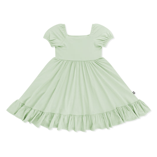 Puff Sleeve Twirl Dress in Basil