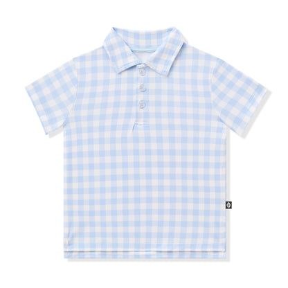 Toddler Short Sleeve Polo in Gingham Breeze