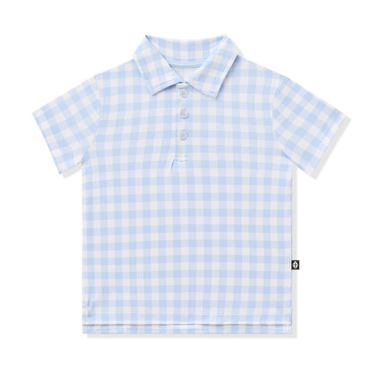 Toddler Short Sleeve Polo in Gingham Breeze