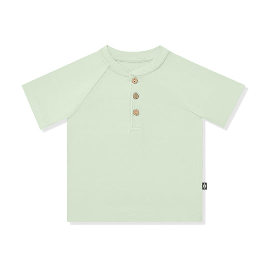 Short Sleeve Toddler Henley Tee in Basil