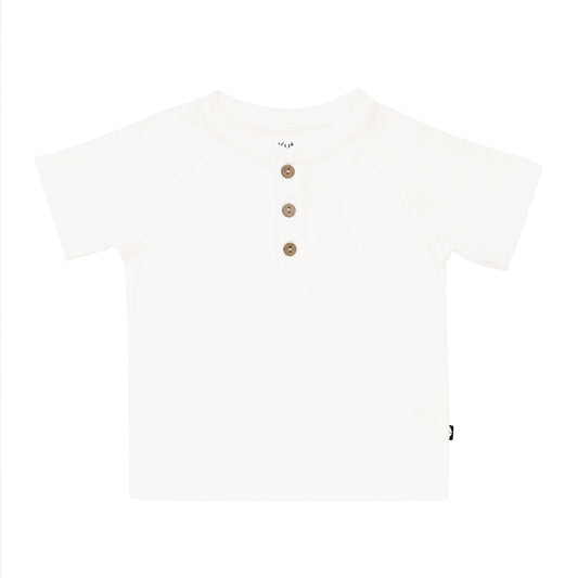 Short Sleeve Toddler Henley Tee in Cloud
