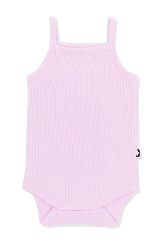 Ribbed Spaghetti Strap Bodysuit in Thistle