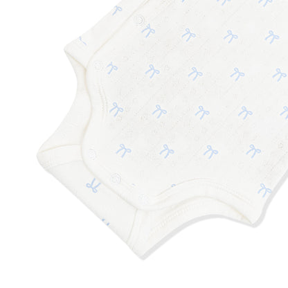 Pointelle Kimono Bodysuit in Sweet Blue Bow