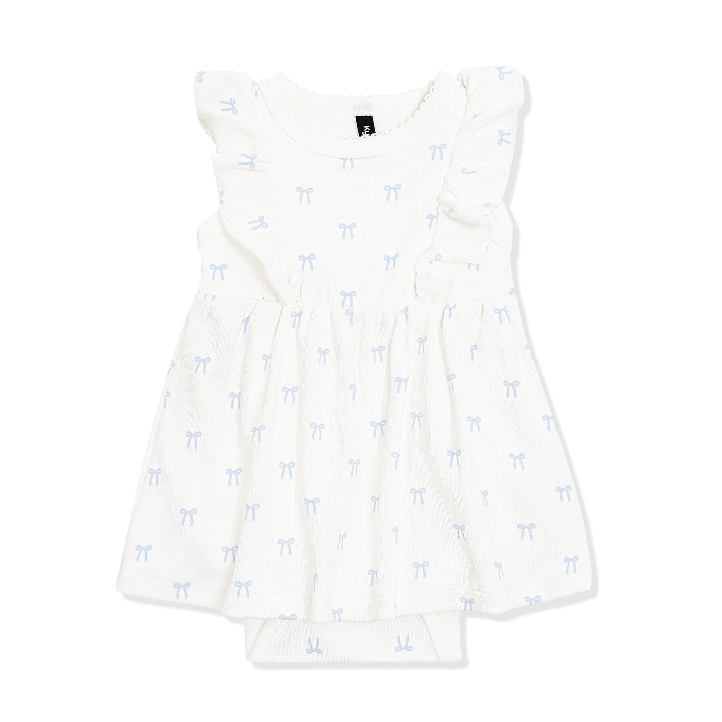 Pointelle Bodysuit Dress in Sweet Blue Bow