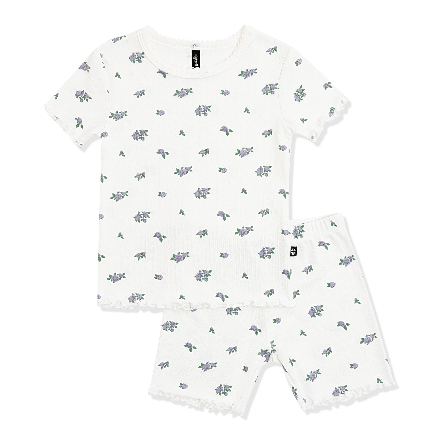 Pointelle Short Sleeve Set in Spray Rose