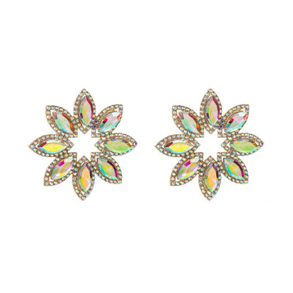 High-End Diamond Flower Earrings
