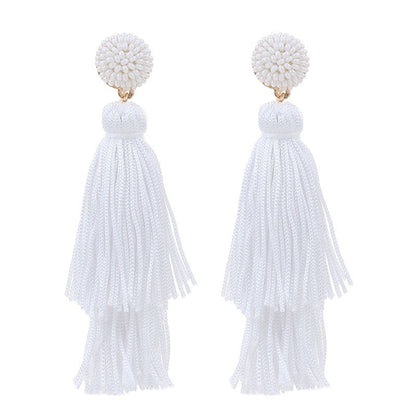 Pre Order:  Bohemian Double Layered Tassel Earrings