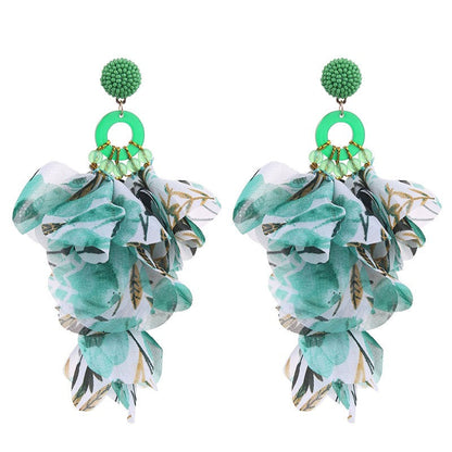 Soft Petals Beaded Dangling Earrings