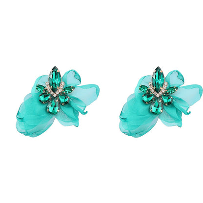 Elegant Vintage Alloy Diamond Flower Earrings