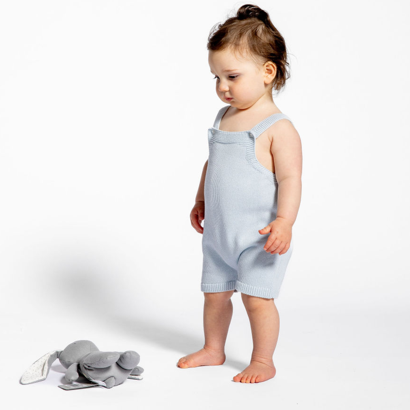 baby blue knit short overall