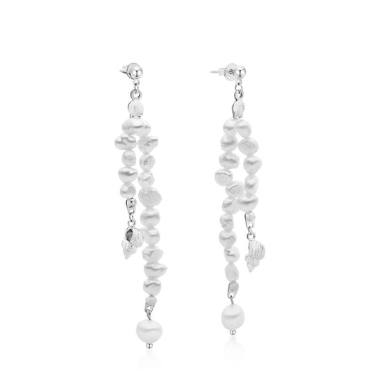 Geometric Pearl Tassel Exaggerated Earrings