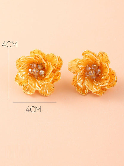 Exaggerated Resin Flower Bohemian Retro Earrings