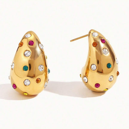 Diamond Studded Colorful Stud Earrings