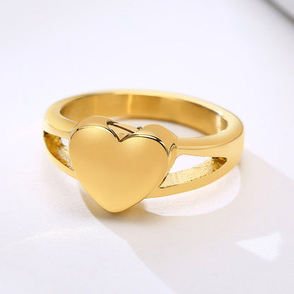 Titanium Steel Heart-Shaped Urn Casting Ring
