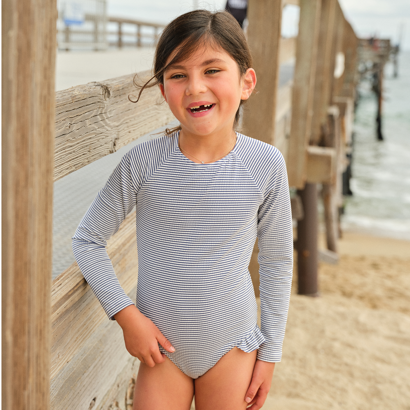 girls harbor stripe rashguard one piece
