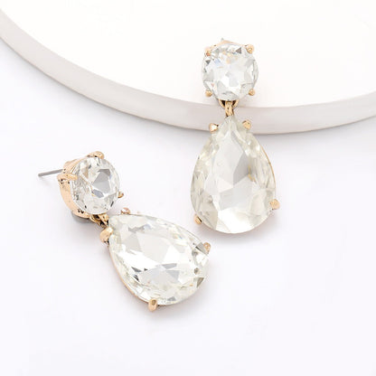 Glass Water Drop Alloy Earrings