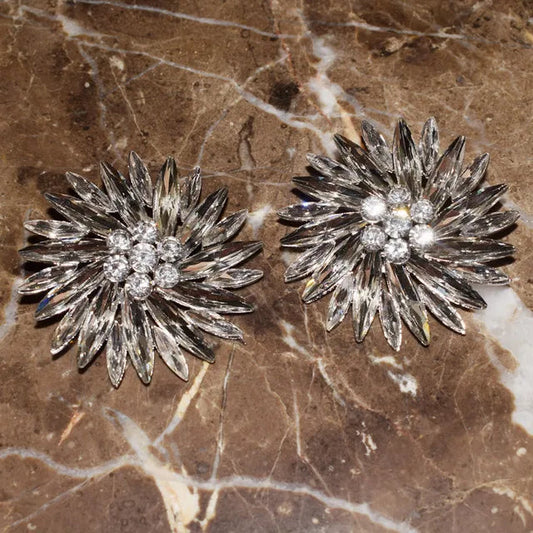 Rhinestone Sunshine Flower Big Stud Earrings