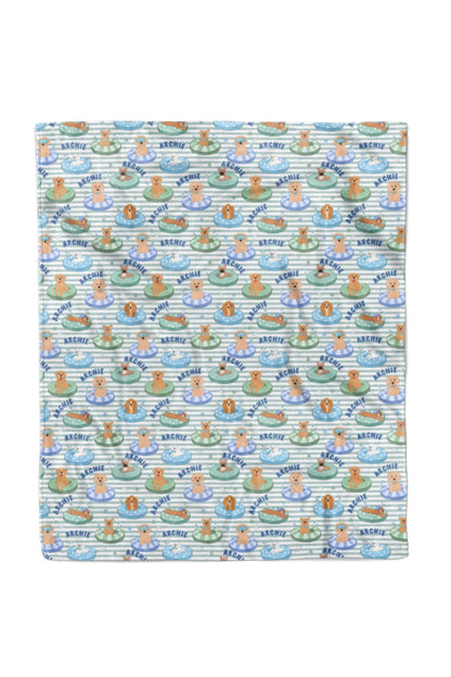 Personalized Kids Blanket | Poolside Pups Blue